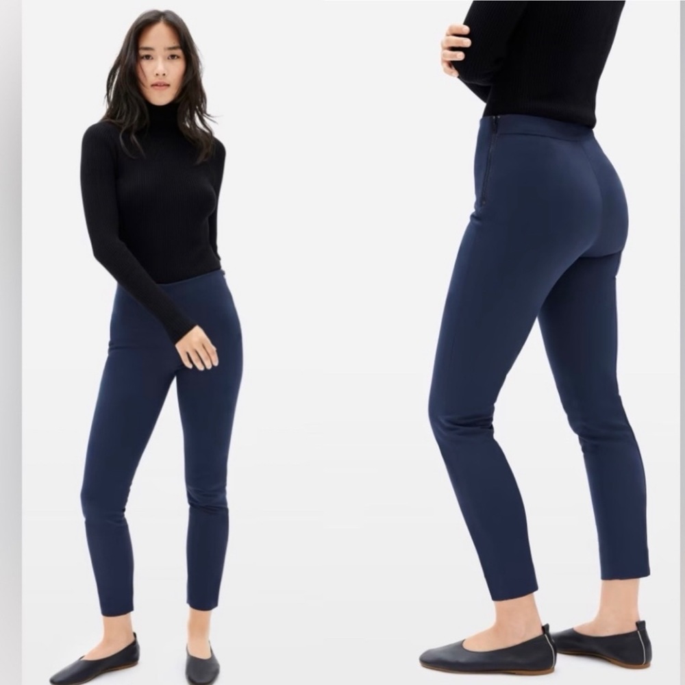 Everlane Curvy Side-Zip Stretch Ankle Pant Slim Stretch Blue Size 2